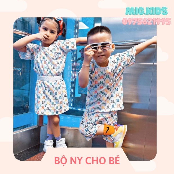 Quần áo cho bé trai, bé gái Quần áo trẻ em từ 8 - 30 kg mặc đi học đi chơi. Bộ cộc tay NY cotton mềm mát MIG.KIDS SHOP