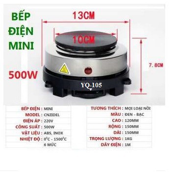 BẾP ĐIỆN MINI 500W không kén nồi model YQ-105 A.P