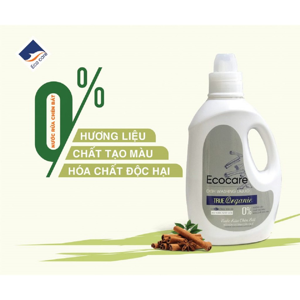 Nước Rửa Chén Bồ Hòn Hữu Cơ ECOCARE 500ml - Sạch dầu mỡ, tinh dầu khử mùi, tiết kiệm 30% nước - Mẫu mới 2020