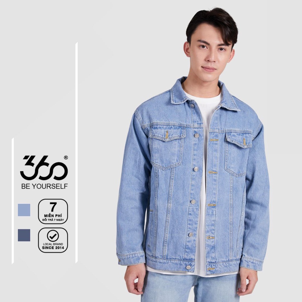 Áo khoác jean nam dài tay thương hiệu thời trang 360Boutique chất liệu cao cấp  - AKBTK303