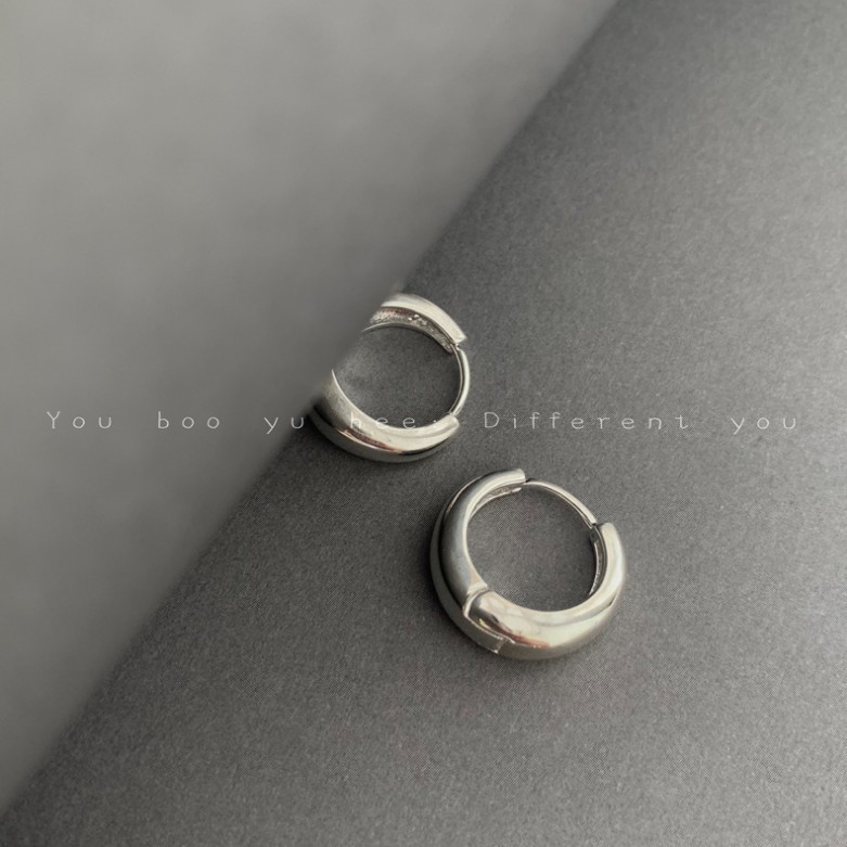 Khuyên Tai Tròn Mạ Bạc 925 Kiểu Dáng Đơn Giản Hợp Thời Trang / Bông Tai