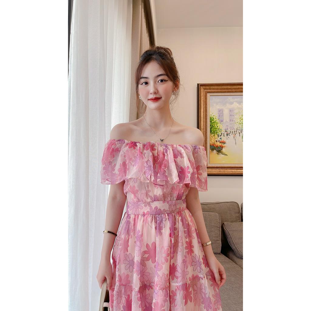 VÁY TƠ HOA TRỄ VAI