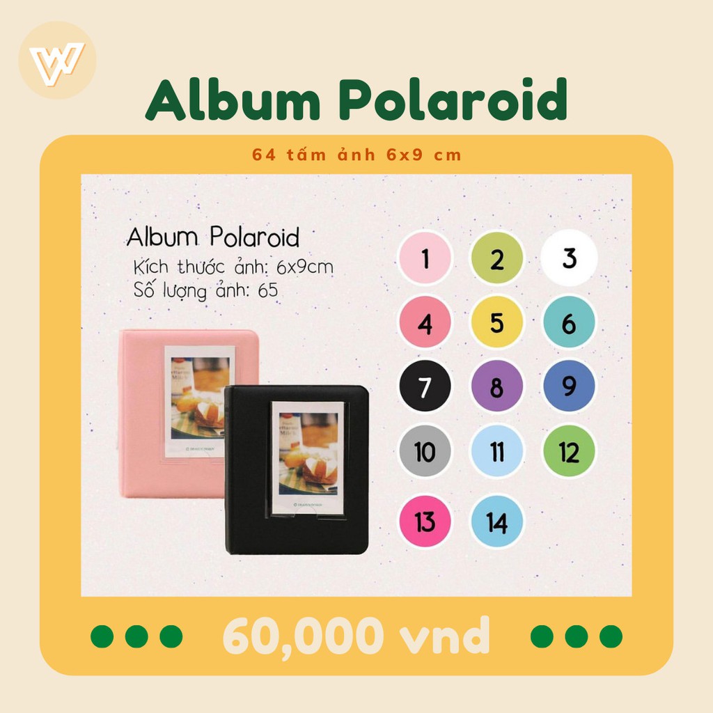 Album Polaroid màu trơn đựng 65 hình kích thước 6x9