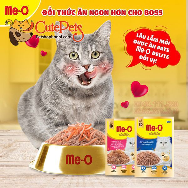 Pate cho mèo dạng Sốt Me-O Delite 70g Thức ăn ướt cho mèo lớn - CutePets