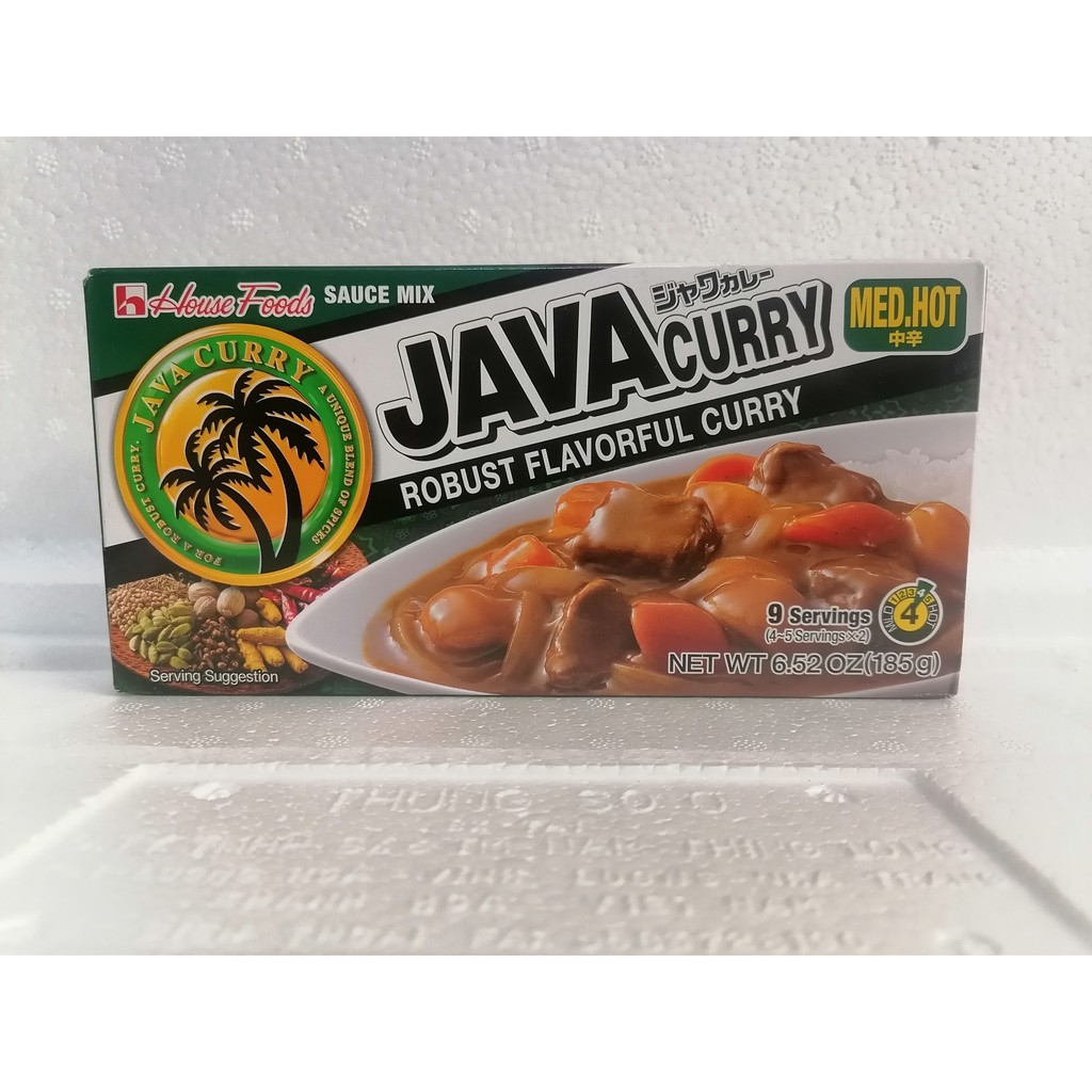 [185g – MED.HOT - Robust] Viên xốt cà ri cô đặc vị CAY VỪA [Japan] HOUSE FOODS Java Curry Sauce Mix (hty-hk)