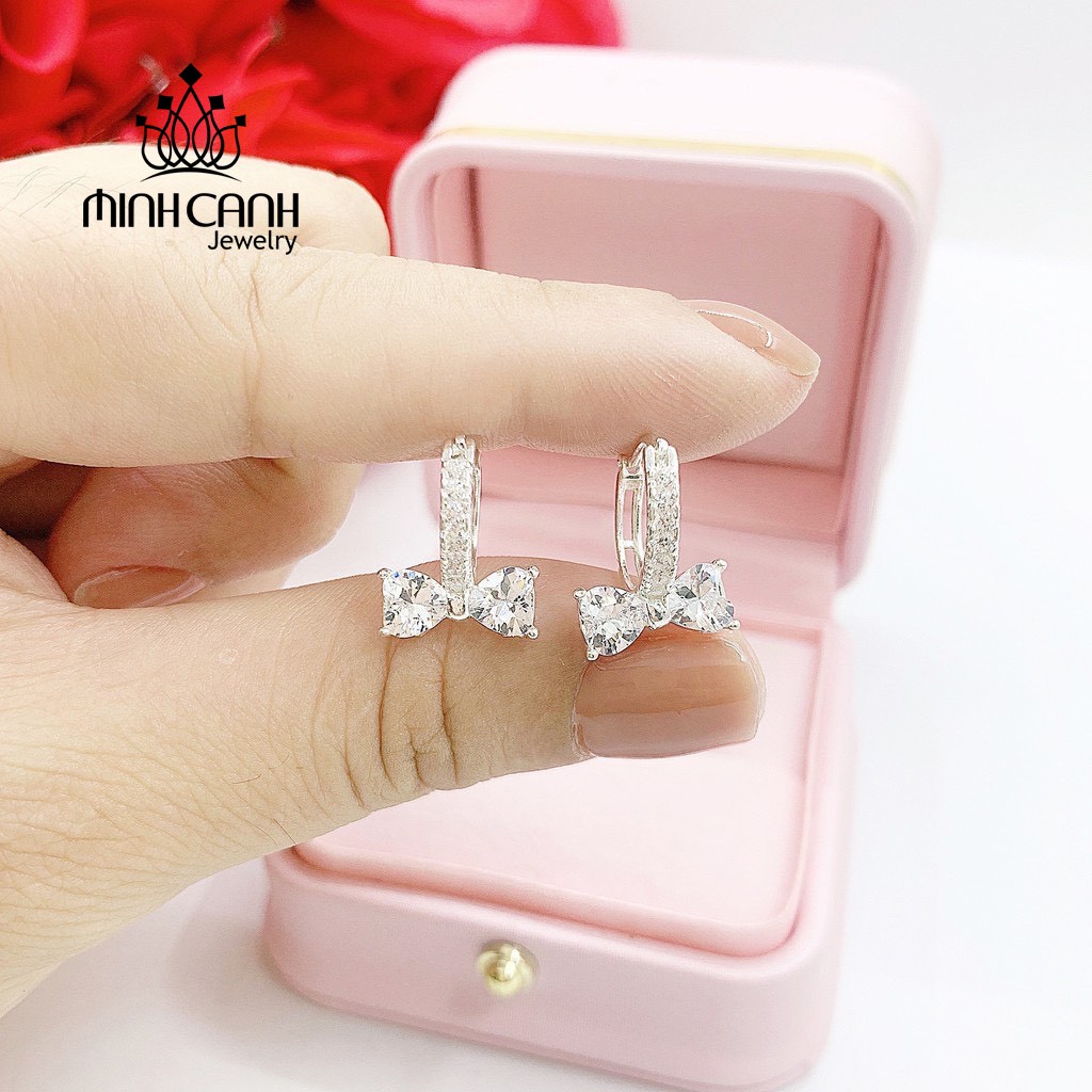 Bông Tai Bạc Hình Nơ Đính Đá - Minh Canh Jewelry