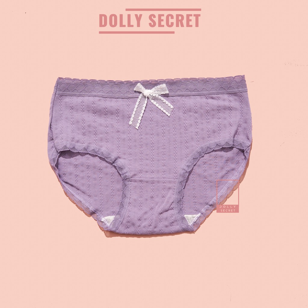 Quần lót nữ DOLLY SECRET quần chip nữ cotton kháng khuẩn cao cấp tone màu tím dễ thương họa tiết kẻ hoa QL044 | BigBuy360 - bigbuy360.vn