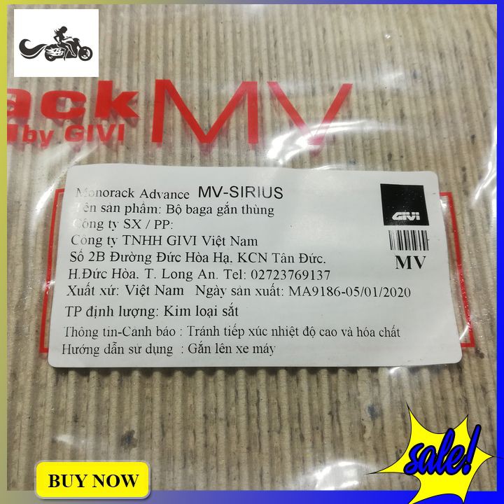 Baga sau Givi gắn xe máy Sirius - Phân phối chính hãng