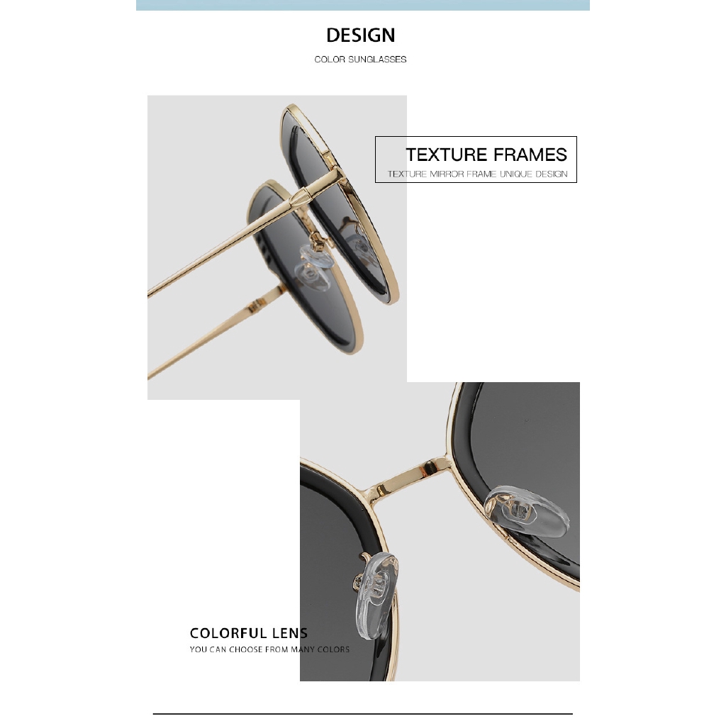 Kính mát gọng mắt mèo đa giác thời trang hàng hải châu Âu và Mỹ