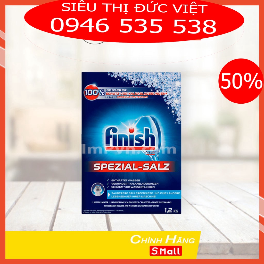 Combo rửa bát Finish Hộp All in one 100 viên, Muối 1.2kg, Nước làm bóng 750ml
