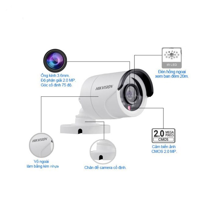 Camera HD-TVI hồng ngoại 2.0 Megapixel HIKVISION DS-2CE16D0T-IRP