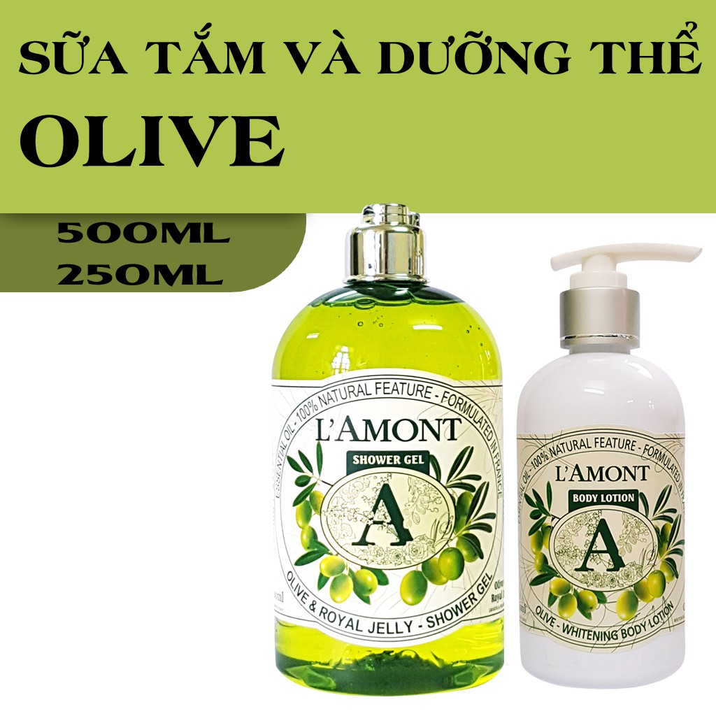 Combo Sữa Tắm và Sữa Dưỡng thể LAMONT En Provence Hương Olive 500ml và 250ml