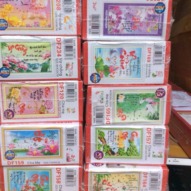 Combo 10 bức tranh đính đá thư pháp