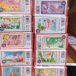 Combo 10 bức tranh đính đá thư pháp