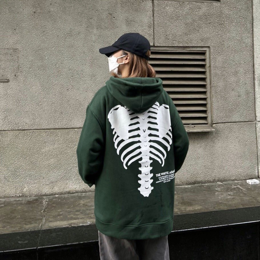 Áo khoác hoodie khung xương rồng xanh lá áo hoddie nỉ bông cao cấp 2022 hot trend hiện nay