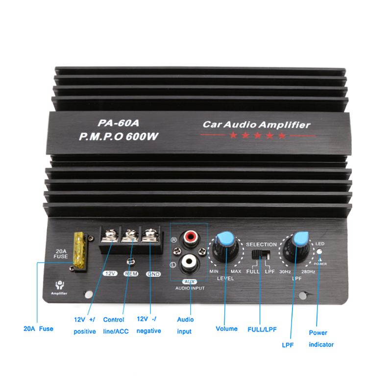 Bảng Mạch Khuếch Đại Âm Thanh PA-60A 12V 600W Chuyên Dụng Cho Xe Hơi