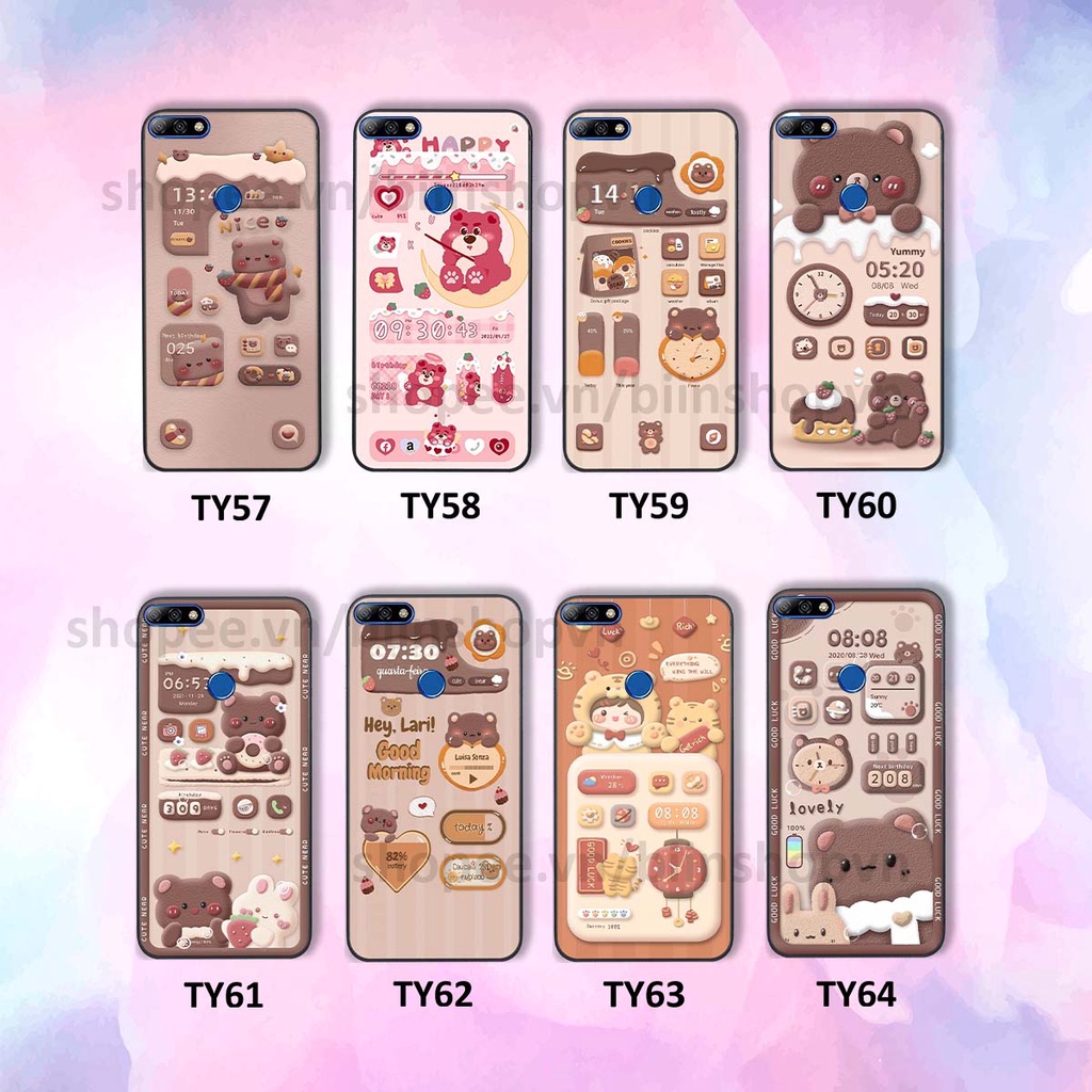 Ốp Huawei Y7 Prime 2018 / Y7 Pro 2018 in 3D icon gấu nổi siêu xinh, siêu đáng yêu, cá tính phong cách