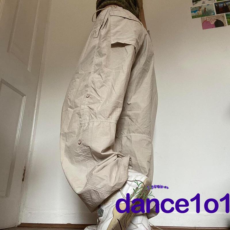 Quần Dài Lưng Cao Màu Trơn Khiêu Vũ1O1-Y2k Thời Trang Xuân Thu Cho Nữ