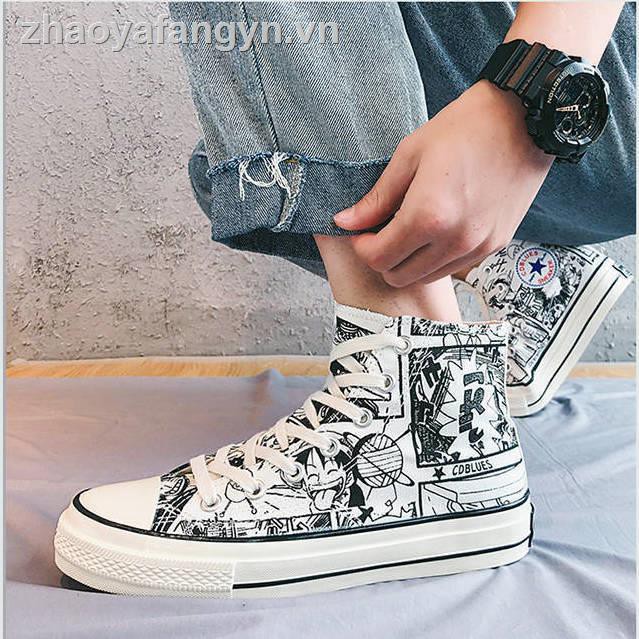 Giày Vải Canvas Họa Tiết Hoạt Hình One Piece Thời Trang Cho Nam