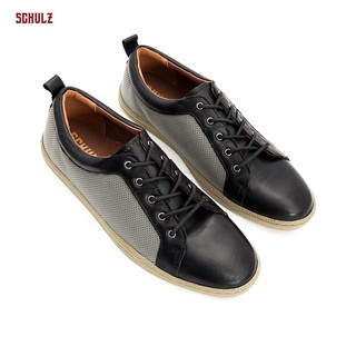 Giày sneaker da bò buộc dây đế cao su schulz s1-iv18den màu đen