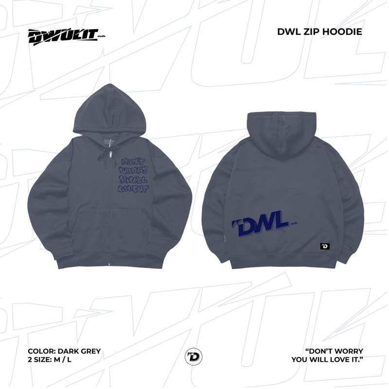 DWL ZIP HOODIE (Áo khoác form rộng có dây kéo)