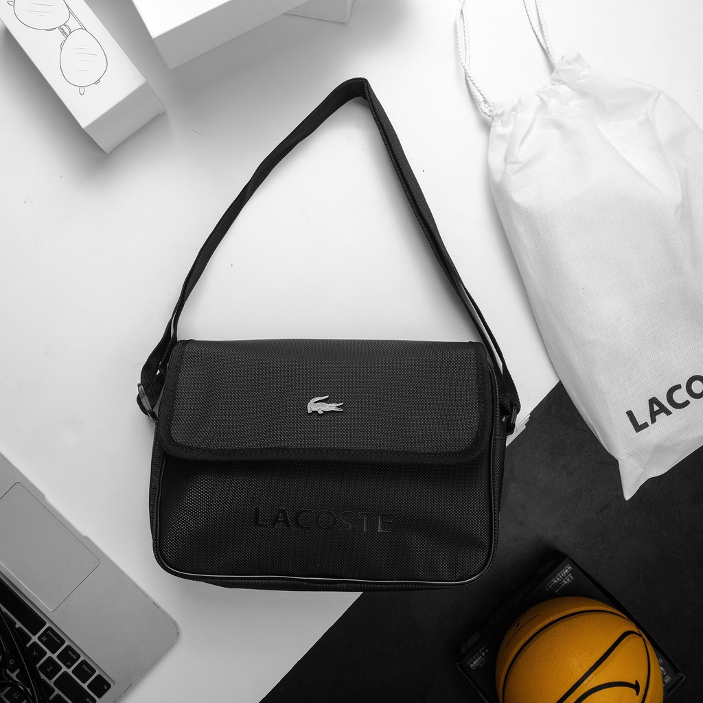 Túi đeo chéo nam crossbody messenger lacossste logo kim loại - Hàng xuất xịn [ HONGPHUC ]