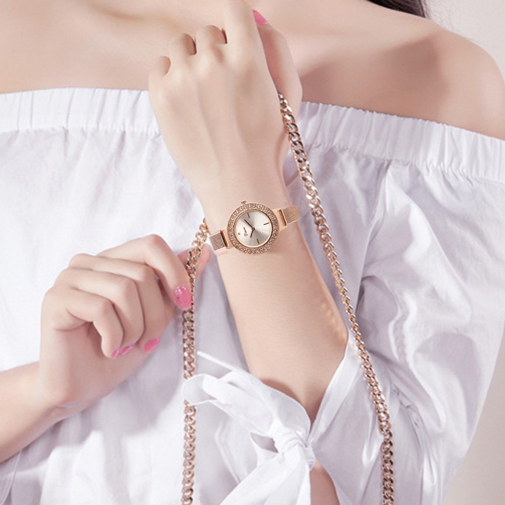 [SANG CHẢNH] Đồng hồ nữ DIMINI 1309 Princess đính đá dây thép lụa nhỏ xinh Liên hệ mua hàng 084.209.1989