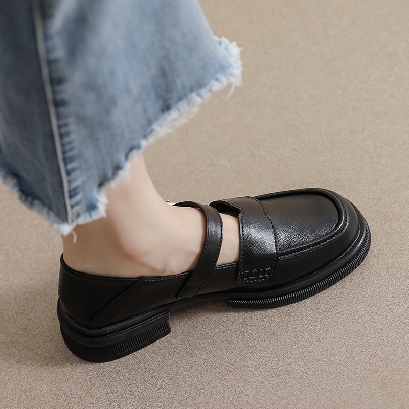 Giày Da Đế Dày Phong Cách Anh Quốc Cổ Điển Cho Nữ Size 34-42