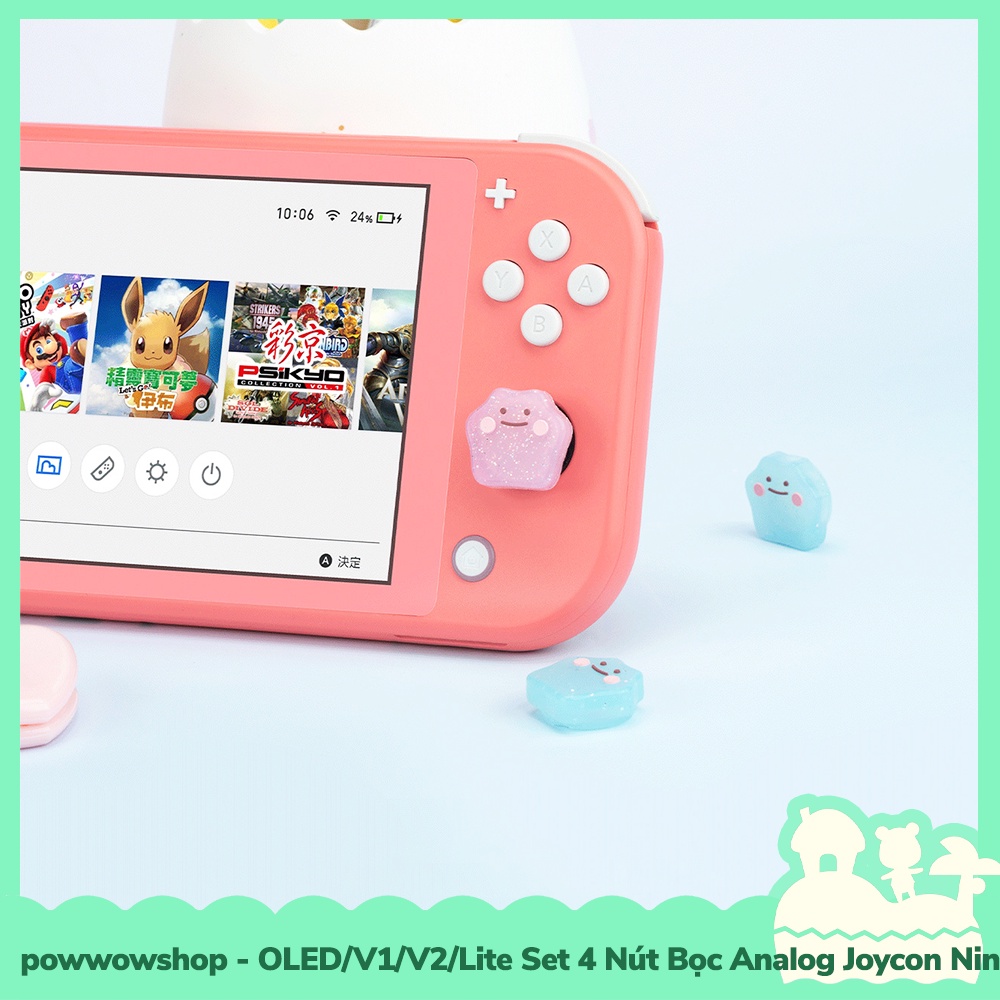 [Sẵn VN - Hỏa Tốc] Oled/V1/V2/Lite Set Bộ 4 Nút Bọc Analog Joycon Cho Máy Game Cầm Tay Nintendo Switch Phong Cách Ditto
