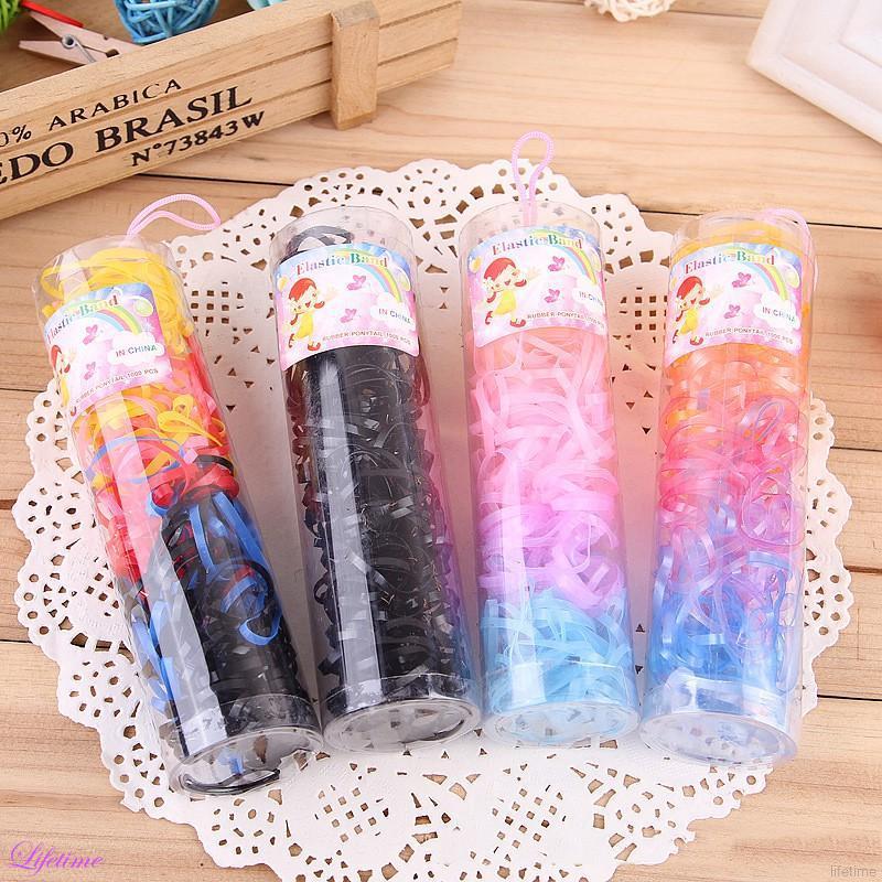 Set 220 dây chun buộc tóc màu kẹo đàn hồi cho bé gái