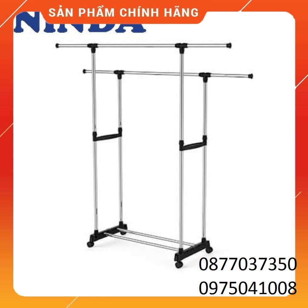 [ SIÊU HÓT ] Giá phơi quần áo Inox NiNDA R217 2 tầng có bánh xe [ hàng tốt nhất ]