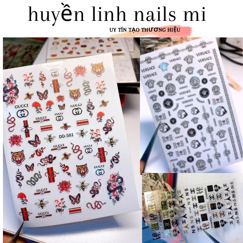 Stickker dán móng hình thương hiệu thời trang,đề can dán móng tay