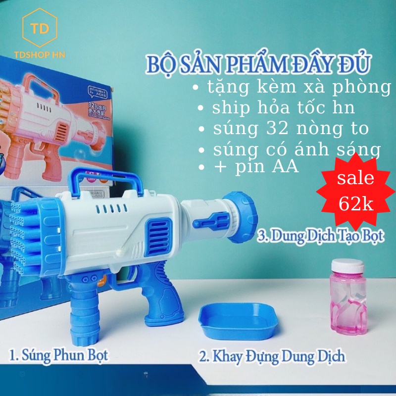 Máy bắn bong bóng xà phòng loại to 32 nòng, phun bóng siêu nhiều, siêu mạnh, tặng xà phòng dùng thử, tdshophn