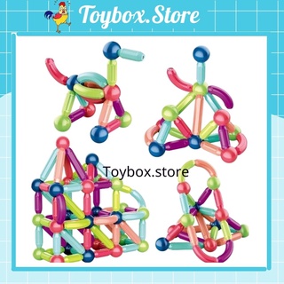 Đồ chơi xếp hình que nam châm từ tính lắp ghép khối xây dựng nam châm 64 chi tiết Toybox