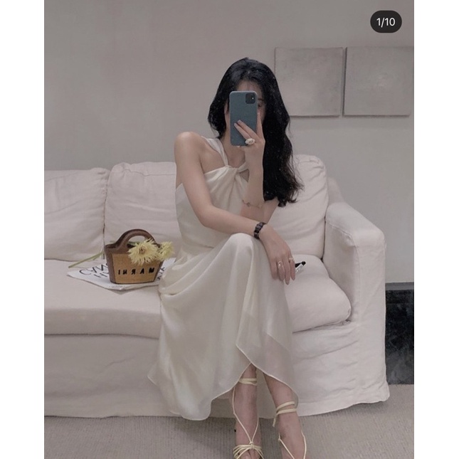 Đầm maxi cổ yếm dây chéo Laura BT133