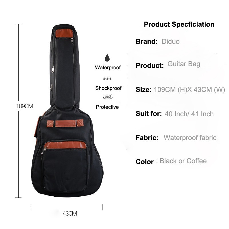 COD 41inch Guitar bag cover waterproof guitar Backpack case with Shoulder Straps front Pockets 8mm Cotton Padded