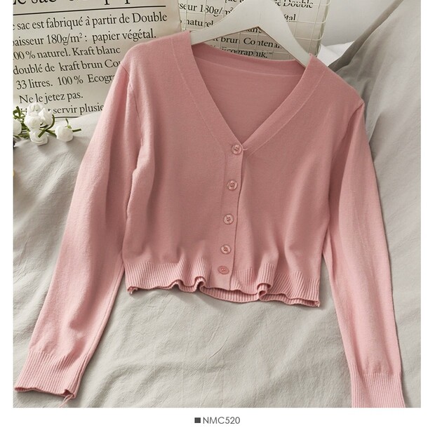 Cardigan len dài tay cổ V, cài cúc phong cách Hàn Quốc