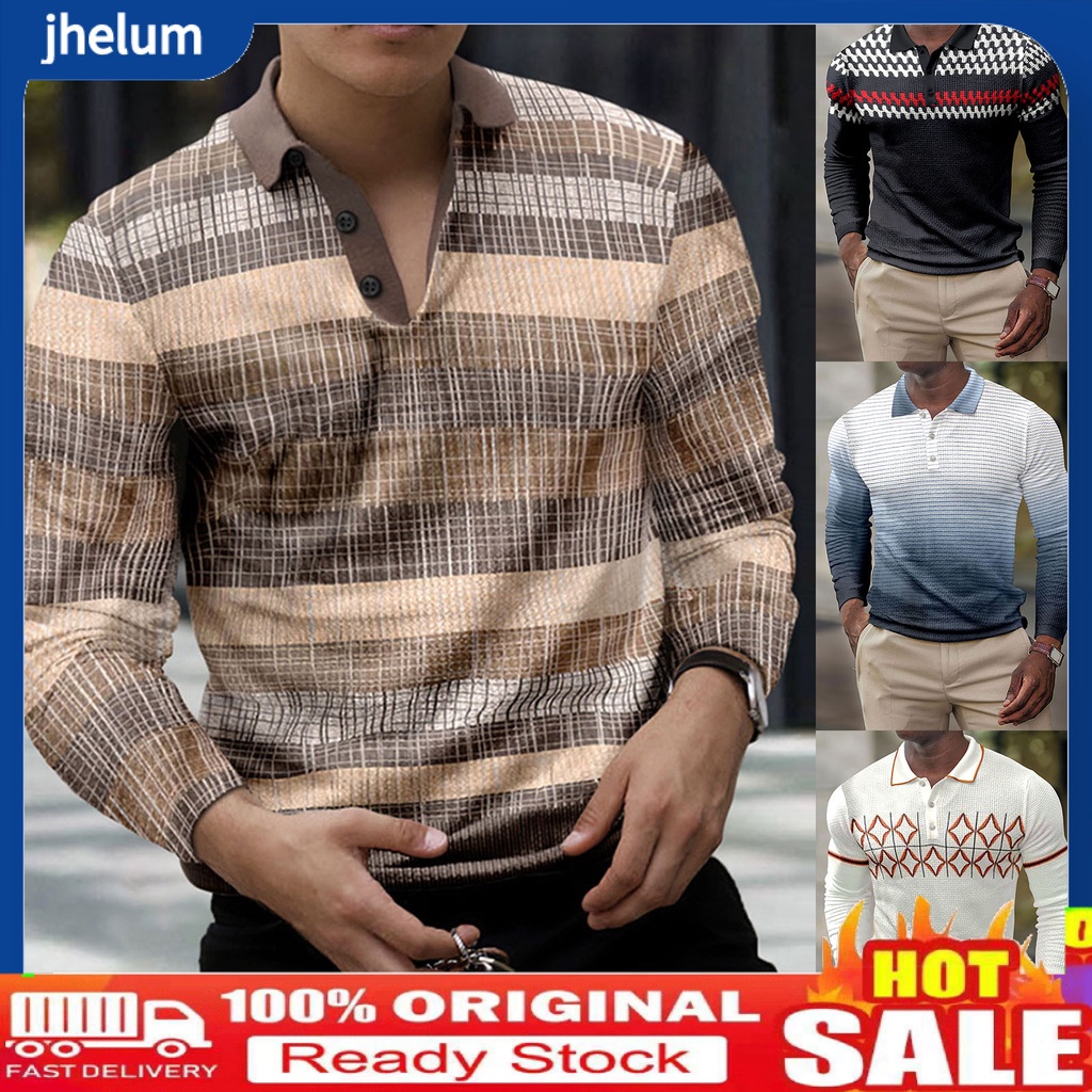 Áo Sơ Mi Tay Dài Cổ Bẻ Dáng Ôm In Họa Tiết Thổ Cẩm Kiểu Vintage Cho Nam