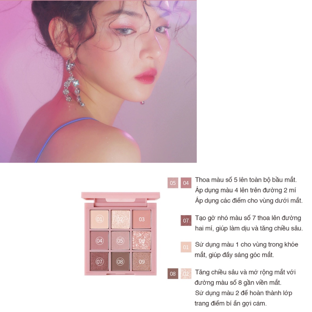 Bảng phấn mắt 9 ô 3CE phiên bản  3CE MULTI EYE COLOR PALETTE #AUTO FOCUS - Hồng hoa cà 8.5G