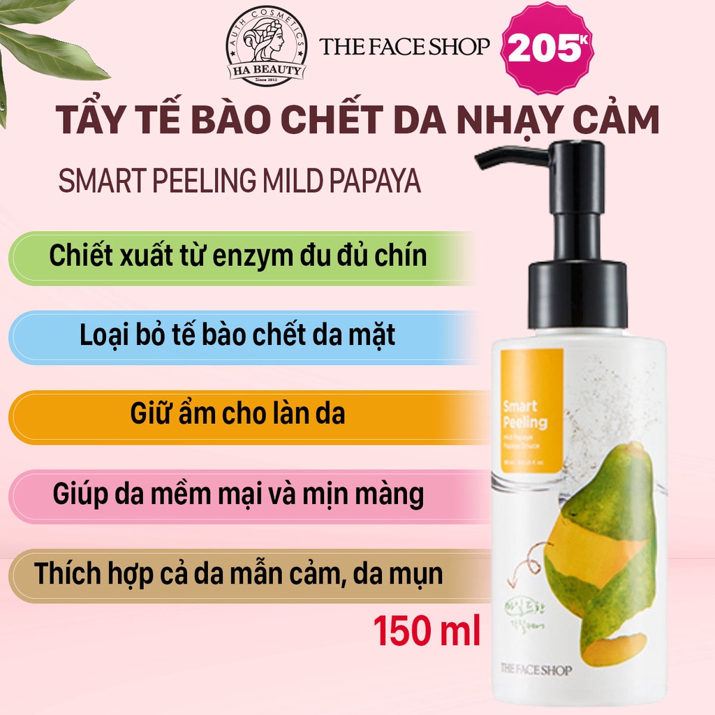 Tẩy tế bào chết cho da nhạy cảm The Face Shop Hà Beauty đu đủ dịu nhẹ Hàn Quốc Smart Peeling Mild Papaya 150ml | BigBuy360 - bigbuy360.vn