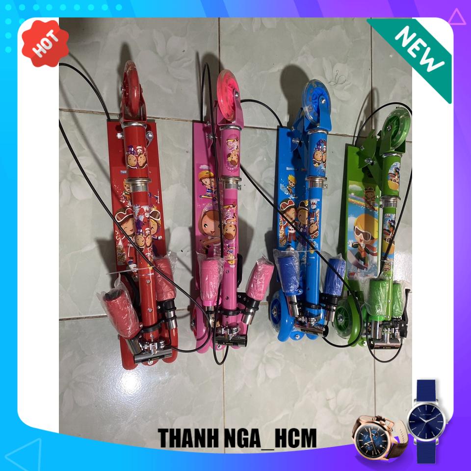 ◕✼Xe trượt Scooter 3 bánh có đèn phát sáng cho bé, khung sắt chắc chắn , MẪU THẮNG VCHUÔNG