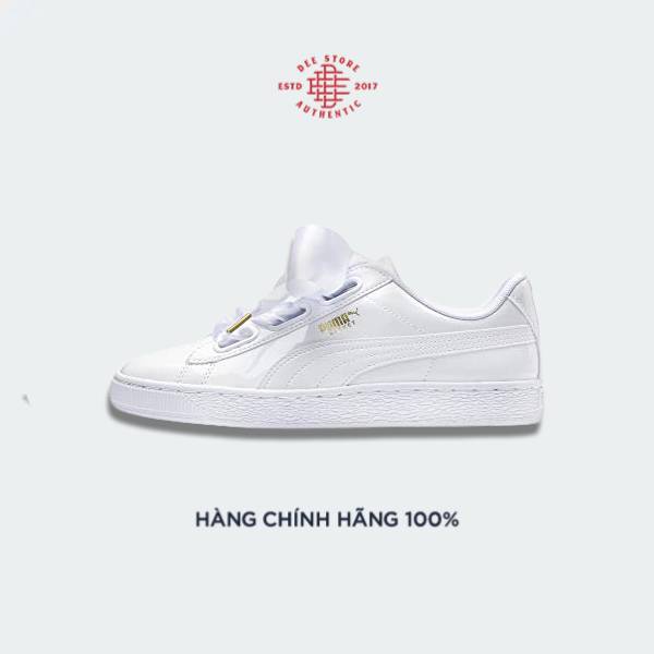 Giày Sneaker Thể Thao Nữ Puma Wmns Basket Heart Patent White