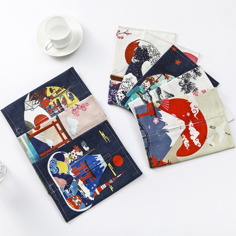 Túi Đựng Khăn Giấy Bằng Vải cotton Và Lanh Thiết Kế Rút Dây Phong Cách Nhật Bản