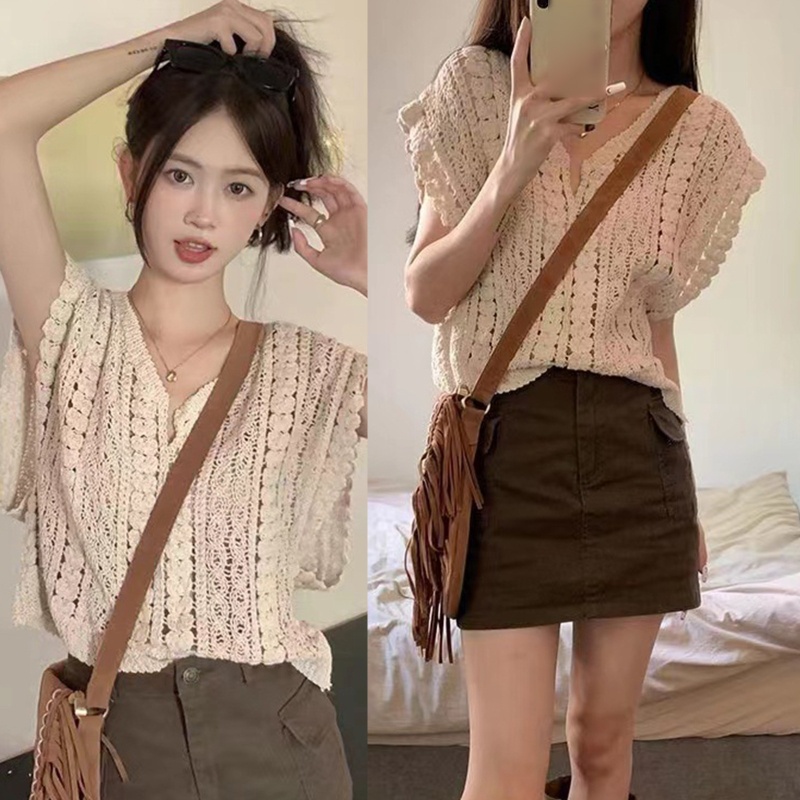 Áo Len Không Tay Dáng Rộng Phong Cách Retro Thời Trang Mùa Hè Quyến Rũ Dành Cho Nữ