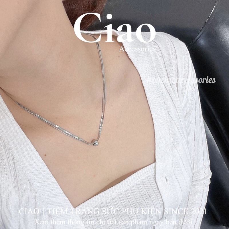 [HOẢ TỐC 1H] Dây chuyền/ Vòng cổ titan không gỉ thiết kế dây 2 lớp đính charm trendy Aster Ciao
