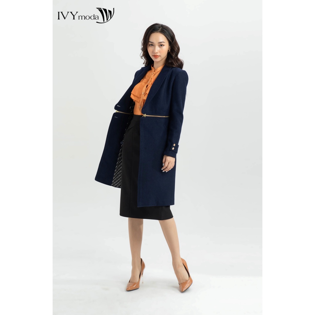 Áo khoác dạ xù nữ dáng dài IVY moda MS 71M6114
