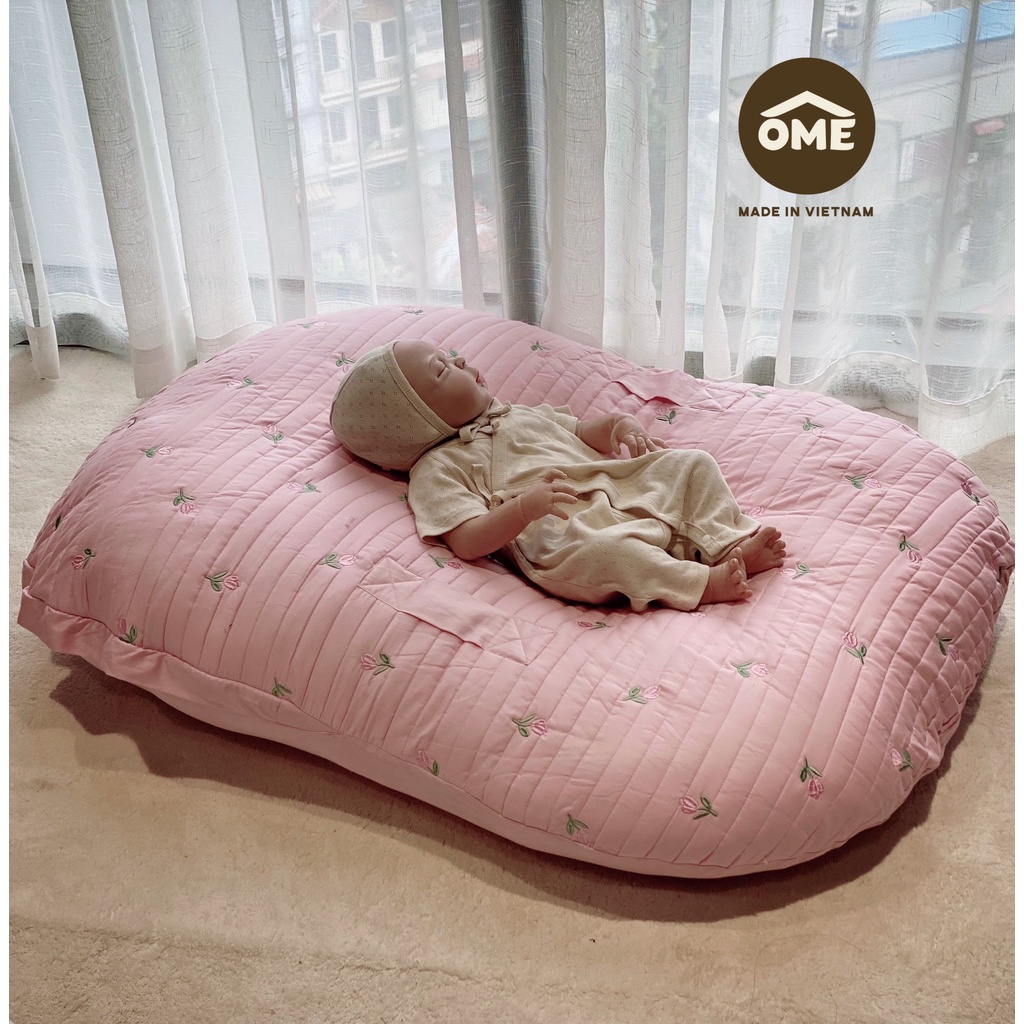 Gối chống trào ngược bigsize chần li thêu phong cách Hàn Quốc kt 85x100cm