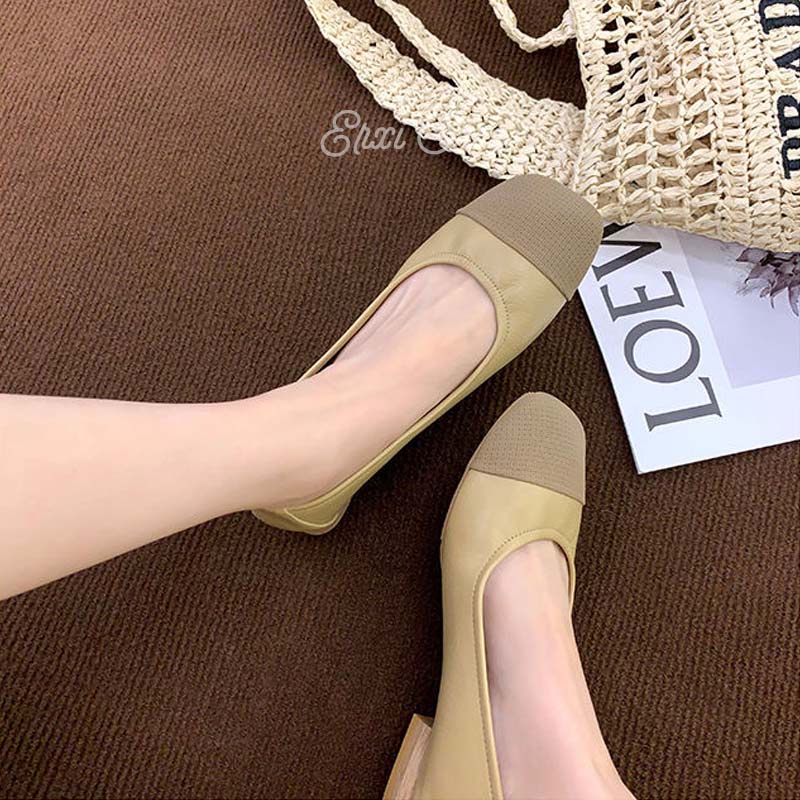 Oeteo Giày Búp Bê Đế Thấp Màu Sắc Xinh Xắn Cho Nữ