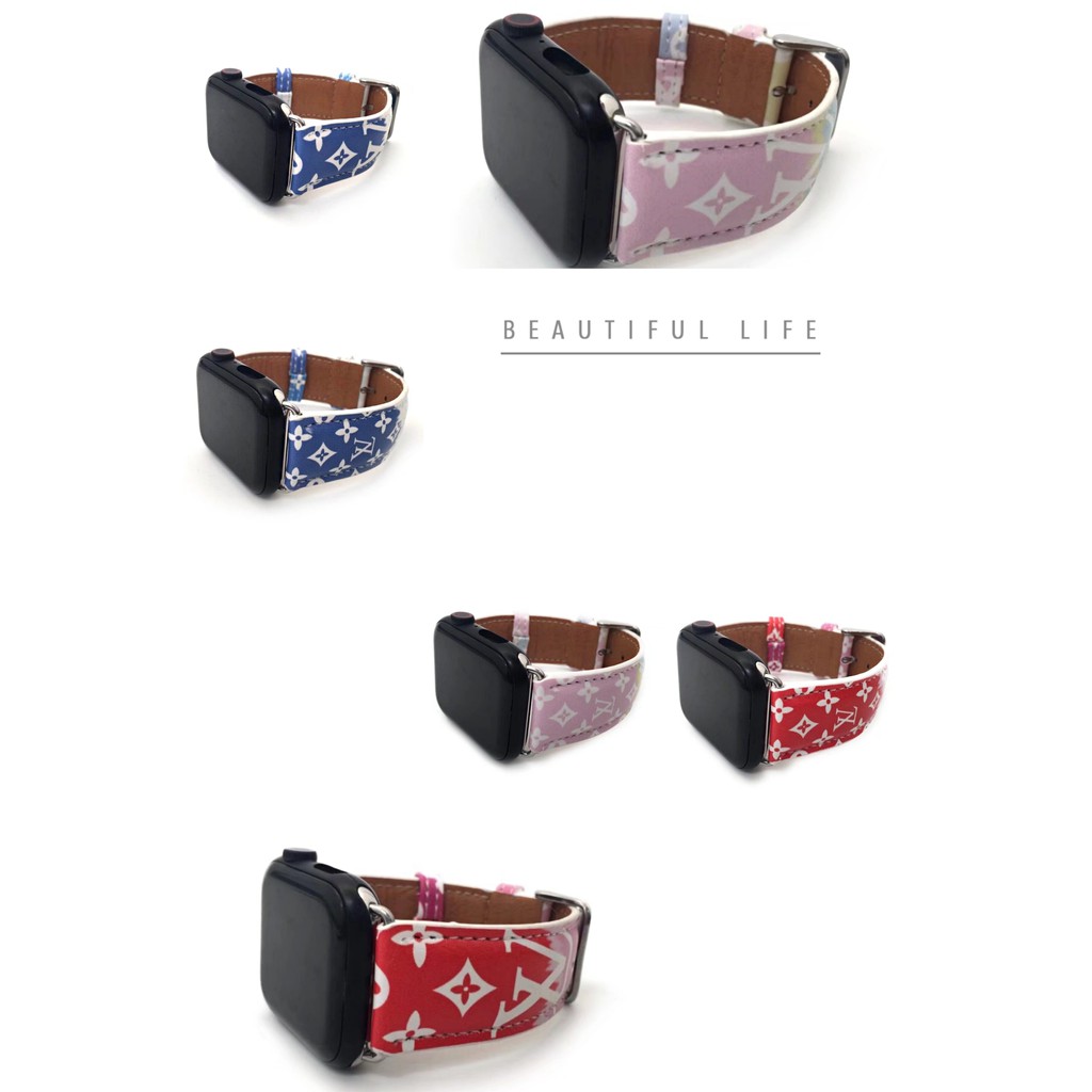 Dây Da Họa Tiết Lv Sang Trọng Cho Đồng Hồ Thông Minh Apple Watch Series 6 5 4 3 2 1 Kích Thước 44mm 42mm 38mm 40mm