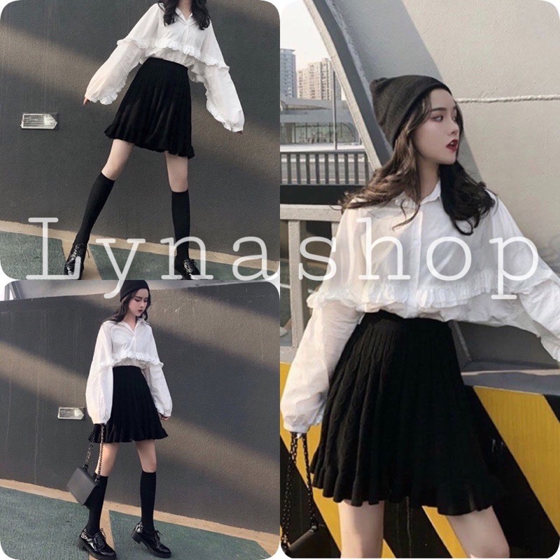Áo sơ mi🍉 Áo Sơ Mi Trắng Nữ Cánh Dơi Viền Bèo Tay Bồng,sơ mi trắng bánh bèo mặc lên form siêu xinh nhé nàng